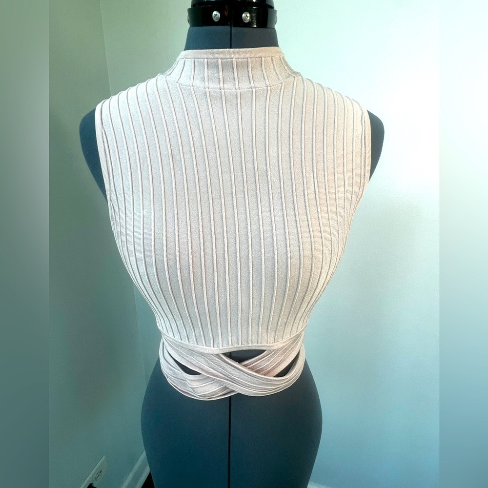 Marciano L.A. Guess 90’s Pale Pink Wrap Crop Top Sz S Zip Back Bandage Top